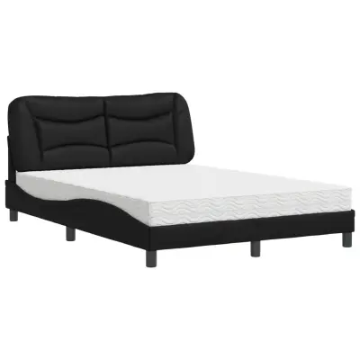 vidaXL Postelja z vzmetnico črna 120x200 cm umetno usnje