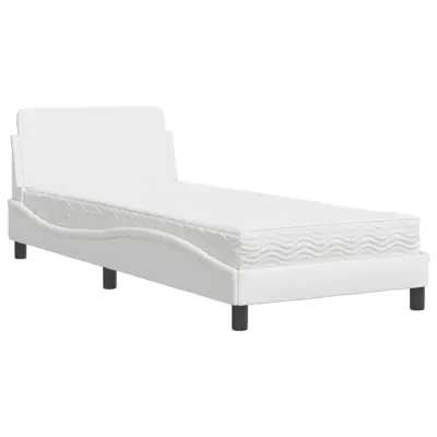 vidaXL Postelja z vzmetnico bela 80x200 cm umetno usnje