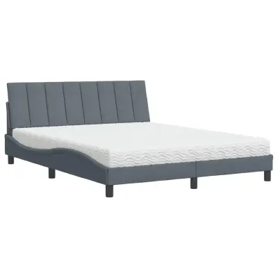 vidaXL Postelja z vzmetnico temno siva 160x200 cm žamet