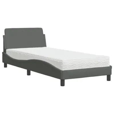 vidaXL Postelja z vzmetnico temno siva 80x200 cm blago