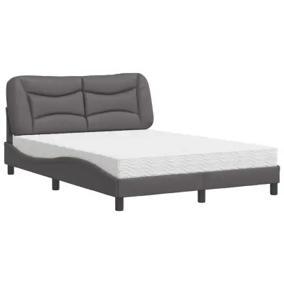 vidaXL Postelja z vzmetnico siva 140x200 cm umetno usnje