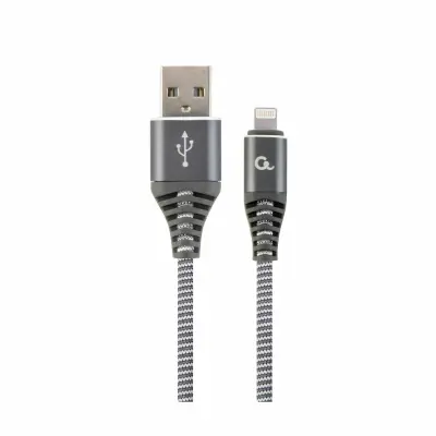 Cablexpert kabel USB Lightning bombažna zaščita siv 2m CC-USB2B-AMLM-2M-WB2