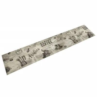 vidaXL Kuhinjska preproga pralna kavna tematika siva 60x300 cm žamet
