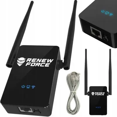 Brezžični WIFI repeater router ojačevalnik signala 300Mb/s WPS 2x 5dBi črn