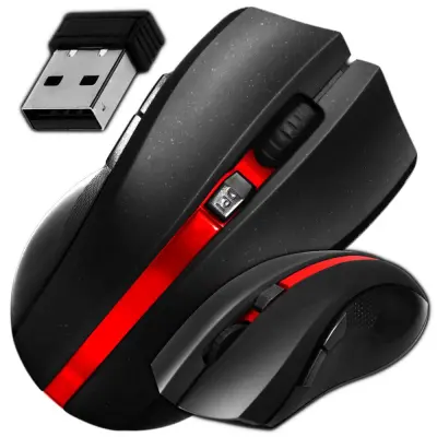 Brezžična aku. 350mAh optična USB igralna miška 1600DPI LED črna