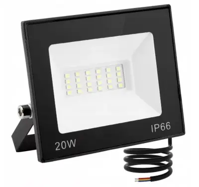 LED 20W reflektor črn flat 6500K IP66