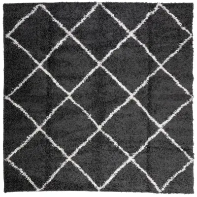 vidaXL Košata preproga PAMPLONA moderna črna in krem 160x160 cm