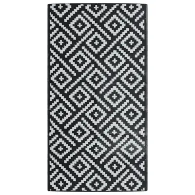 vidaXL Zunanja preproga ARAKIL bela in črna 80x150 cm PP