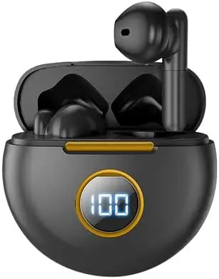 Ušesne brezžične Bluetooth slušalke z okroglim LCD zaslonom