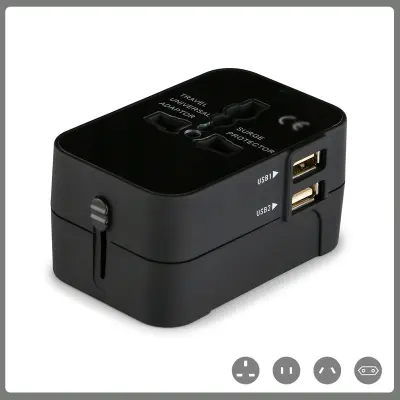 Vse v enem potovalni napajalnik AC Power Plug stenski polnilnik z dvojnimi vrati USB za polnjenje Univerzalno