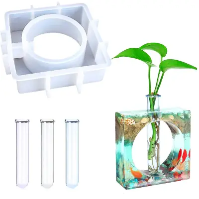 Cvetlični lonček Silikonski kalup iz epoksidne smole s 3 epruvetami