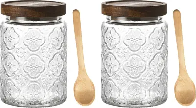 Retro Begonia Pattern Glass Sealed Jar Kozarec za shranjevanje steklenic