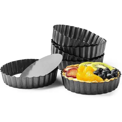 Mini neoprijemljivi pekači za torte Okrogli pekači za quiche z odstranljivim ohlapnim dnom Pekač za pito s sirom