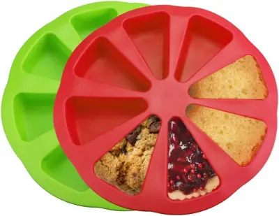 2 kosa silikonskega kalupa za peko, kalup za torte z 8 votlinami, oblika trikotnika, silikonski model za torte, kalup za peko torte (rdeč, zelen)