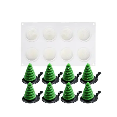 Silikonski kalup za božično drevo z 8 luknjami, plesen za dekoracijo božičnega drevesa, kalup za torto, kalup za božično torto