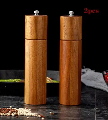 Sodobni mlinčki za sol in poper za dom in kuhinjo, 21,5 cm komplet mlinčkov za sol in poper iz akacijevega lesa, 2 kosa mlinčkov za sol in poper z nas