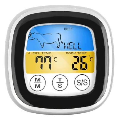 Brezžični termometer za meso Digitalni električni termometer za hrano z zaslonom na dotik s funkcijo merjenja časa in alarma