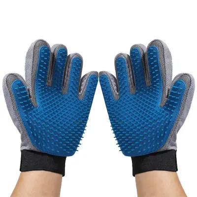 Par rokavic za hišne ljubljenčke, silikonska krtača za nego, glavnik za mačke, krtača za pasjo dlako, modra