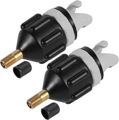 2-paketni adapter za črpalko za SUP, adapter za prenosni ventil za SUP, dodatki za zračno črpalko za napihljiv čoln za kanu kajak (črna)