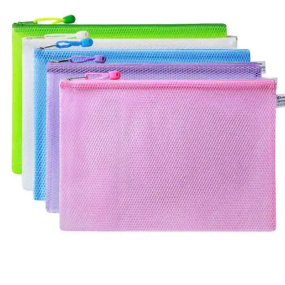 10 žepov za datoteke z zadrgo, mrežasta plastična zadrga