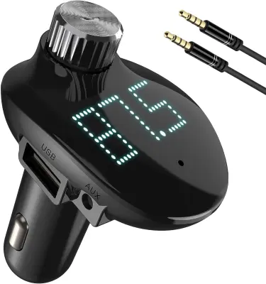 Bluetooth FM oddajnik, adapter za avtomobilski oddajnik za avtoradio, avtomobilski polnilec s kompletom za prostoročno telefoniranje QC3.1 Type-C Quic