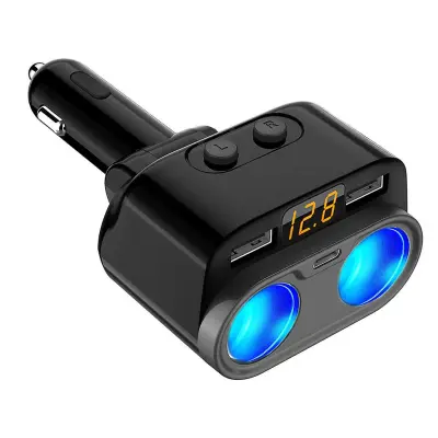 C47 Avtomobilski polnilec za mobilni telefon Dual Usb Mini Hitro polnjenje Type-c Napetostni digitalni zaslon One Drag Two Avtomobilski vžigalnik