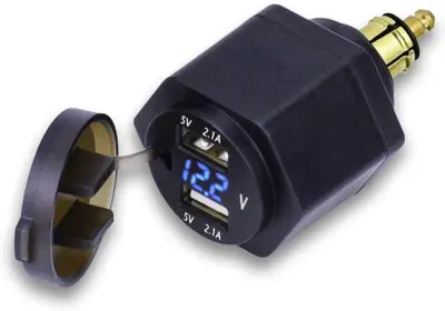 Priključek za vtičnico na vozilu, dvojni USB adapter za polnilec z LED voltmetrom za BMW motocikel/mobilni telefon/iPhone/GPS/SatNav