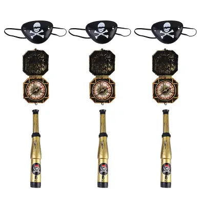 9 kosov otroške plastične igrače za igre Eye Patch Kompas Teleskop Set Pirate Eye Mask Cosplay Pirate Dress Up Set Kostum