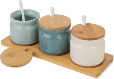 Set kuhinjskih keramičnih škatel za začimbe