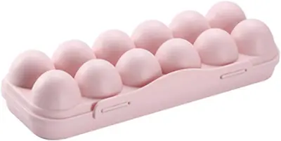 12 Mrežasta škatla za shranjevanje jajc, plastično držalo za jajca, škatle za jajca s pokrovi, primerna za hladilnik, na prostem (roza)