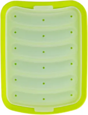 Silikonski kalup za klobase s 6 rešetkami, ki se ne sprijema, kalup za hrenovke za mikrovalovno pečico (zelen)
