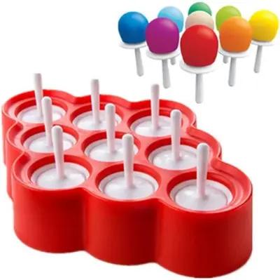 Ice pop kalup, mini ICE pop kalup, 9er kalup za mini sladoled (rdeč)