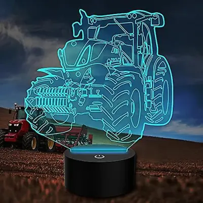 Attoe 3d Illusion Light Tractor LED nočna lučka, namizna svetilka za otroško spalnico, 7 barv utripajoča namizna svetilka USB na dotik za otroke, boži