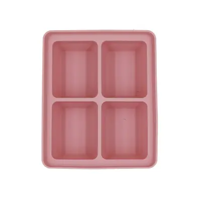 Silikonski kalup za led s pokrovom, 4 rešetke, škatla za ledene kocke, ki se enostavno sprostijo