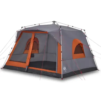 vidaXL Šotor za kampiranje za 7 oseb sivo oranžen za hitro postavitev
