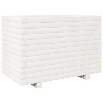 vidaXL Vrtno cvetlično korito belo 70x40x49,5 cm trdna borovina
