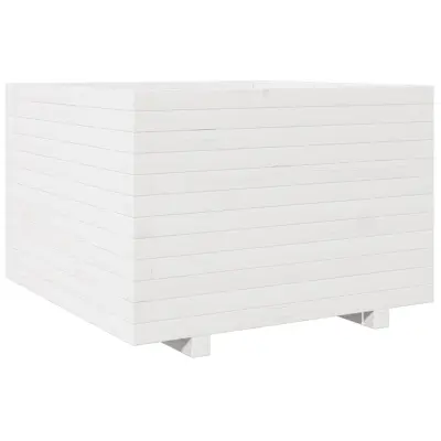 vidaXL Vrtno cvetlično korito belo 70x70x49,5 cm trdna borovina