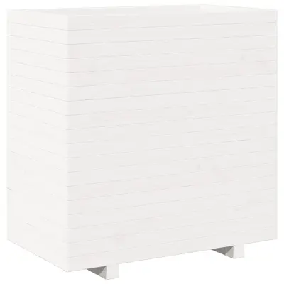 vidaXL Vrtno cvetlično korito belo 70x40x72,5 cm trdna borovina