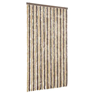 vidaXL Zavesa proti mrčesu temno rjava in bež 100x220 cm šenilja
