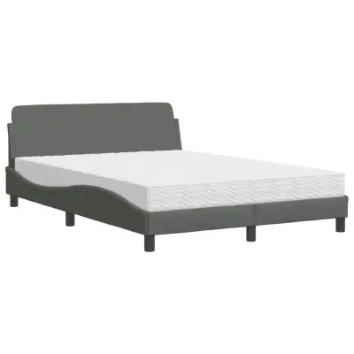 vidaXL Postelja z vzmetnico temno siva 140x200 cm blago