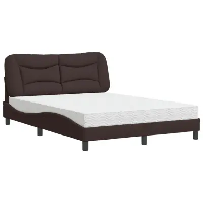 vidaXL Postelja z vzmetnico temno rjav 120x200 cm blago