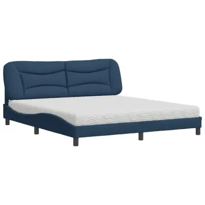 vidaXL Postelja z vzmetnico modra 180x200 cm blago