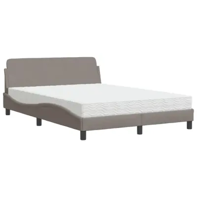 vidaXL Postelja z vzmetnico taupe 140x190 cm blago