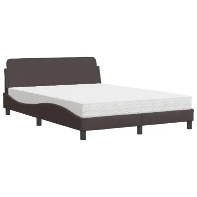 vidaXL Postelja z vzmetnico temno rjava 140x200 cm blago