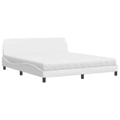 vidaXL Postelja z vzmetnico bela 180x200 cm umetno usnje