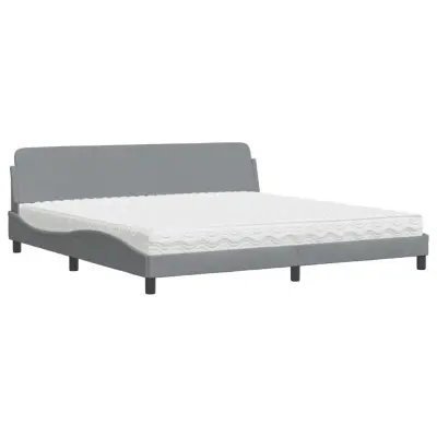 vidaXL Postelja z vzmetnico svetlo siva 200x200 cm blago