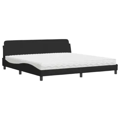 vidaXL Postelja z vzmetnico črna 200x200 cm blago