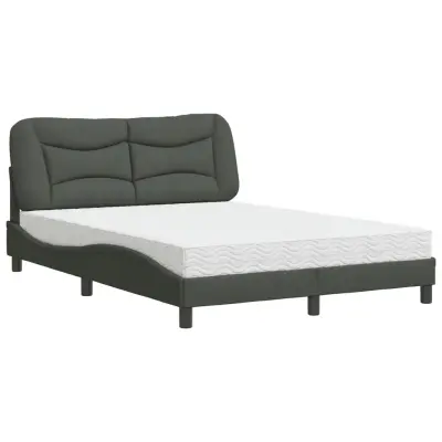 vidaXL Postelja z vzmetnico temno siv 140x190 cm blago