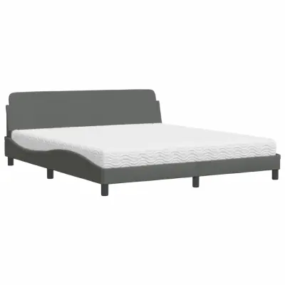 vidaXL Postelja z vzmetnico temno siva 180x200 cm blago