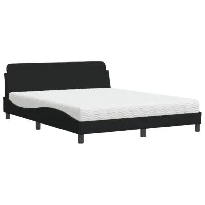 vidaXL Postelja z vzmetnico črna 160x200 cm blago